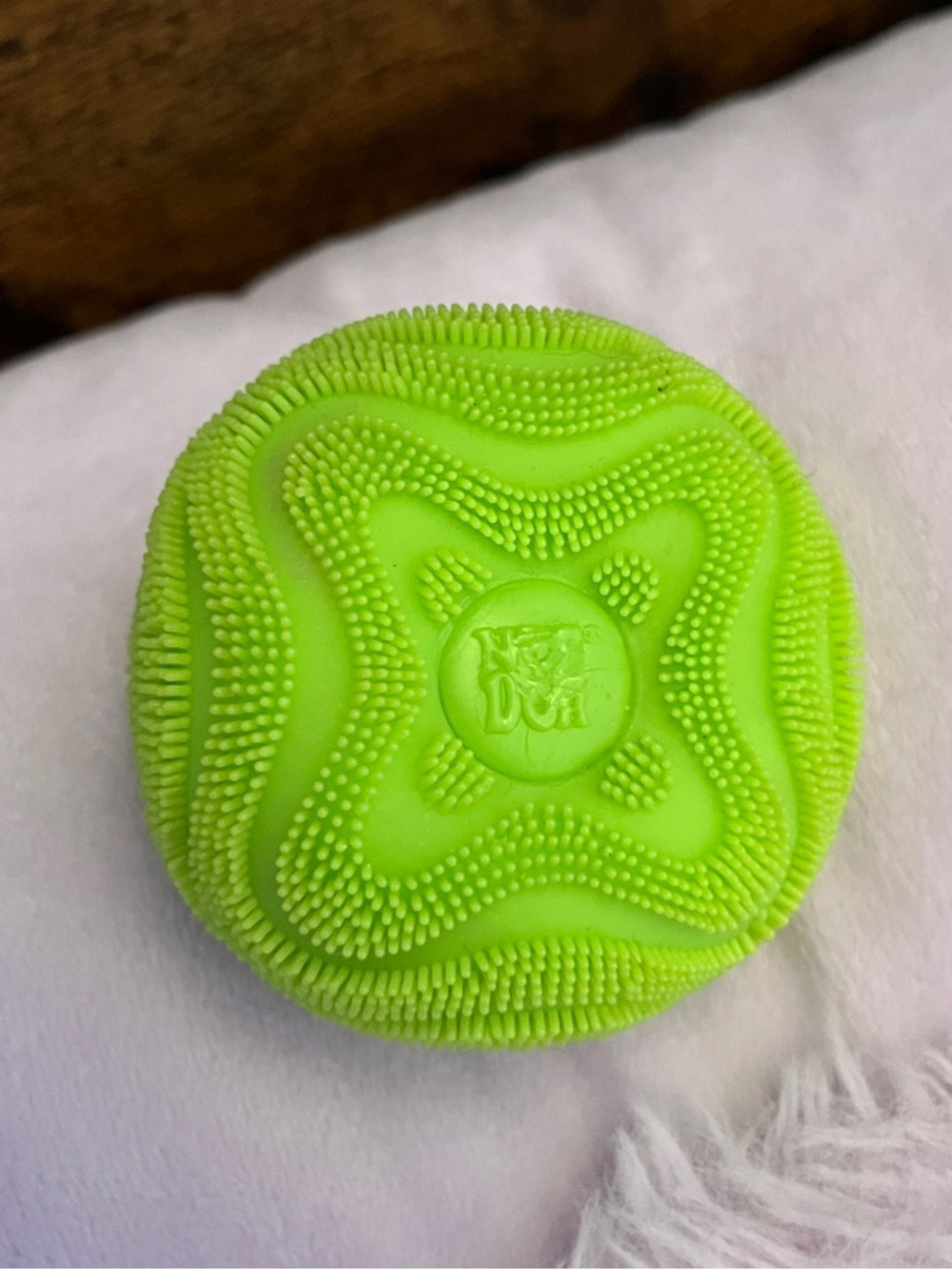 Needoh Fuzzball. Neon green